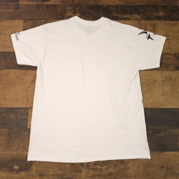 A white t-shirt with an arrow on the front.
