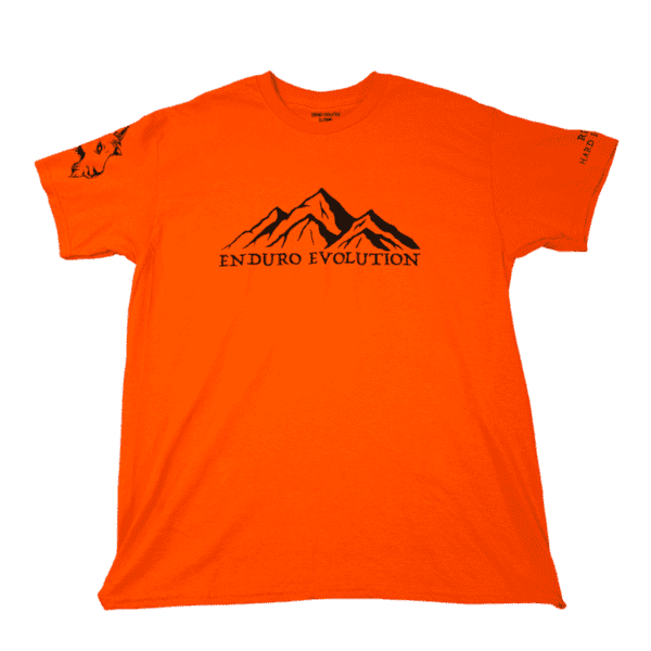 A t-shirt with an image of mountains on it.